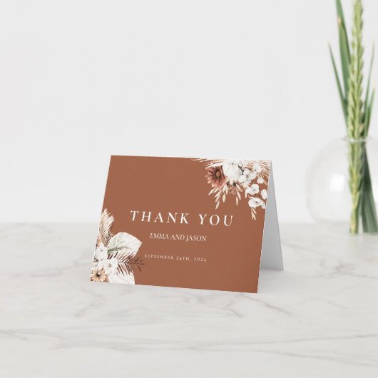 Terracotta Boho Pampas Wedding Bedankt (Voorkant)