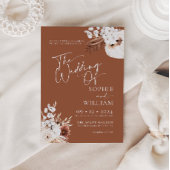 Terracotta Boho Pampas Wedding Invitation Kaart