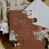 Terracotta Boho Pampas Wedding Invitation Kaart