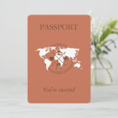 Terracotta Boho Passport Destination Wedding Kaart (Staand voorkant)
