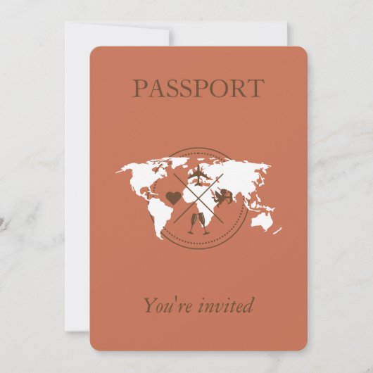 Terracotta Boho Passport Destination Wedding Kaart (Voorkant)