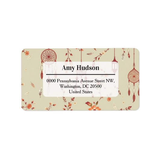 Terracotta Boho Pattern Etiket (Voorkant)