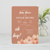 Terracotta Boho Pompoen Herfst Baby Shower Kaart (Staand voorkant)