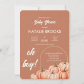Terracotta Boho Pompoen Herfst Baby Shower Kaart (Voorkant)