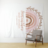Terracotta Boho Rainbow Baby shower Achtergrond Wandkleed (In Situ (horizontaal))