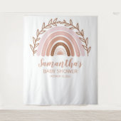 Terracotta Boho Rainbow Baby shower Achtergrond Wandkleed (Voorkant)
