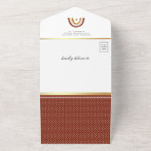 Terracotta Boho Rainbow Baby shower All In One Uitnodiging (Buitenkant)