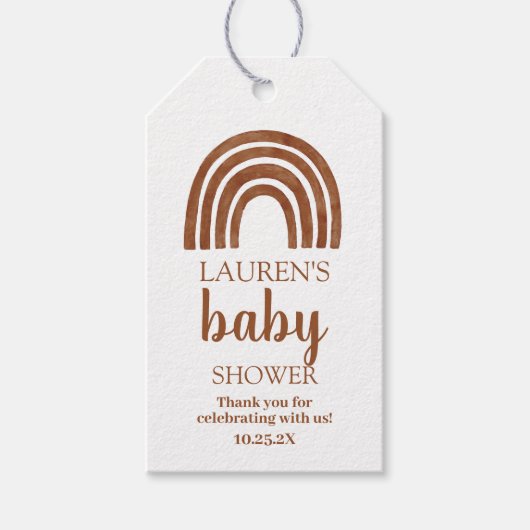 Terracotta Boho Rainbow baby shower cadeau labels Cadeaulabel (Voorkant)