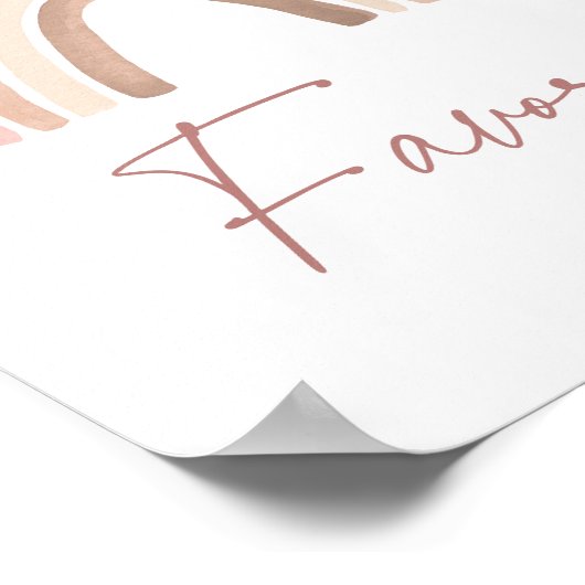 Terracotta Boho Rainbow Baby shower Favorieten Tek Poster (Hoek)