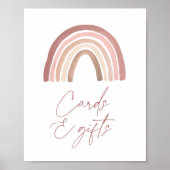 Terracotta Boho Rainbow Baby shower Kaarten en cad Poster (Voorkant)