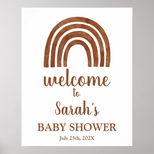 Terracotta Boho Rainbow Baby shower Welkomstteken Poster (Voorkant)