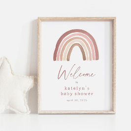 Terracotta Boho Rainbow Baby shower Welkomstteken Poster