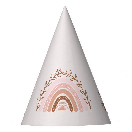 Terracotta Boho Rainbow Birthday Feesthoedjes (Voorkant)
