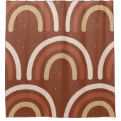 Terracotta Boho Rainbow Bohemian Moon Stars Brown Douchegordijn (Voorkant)