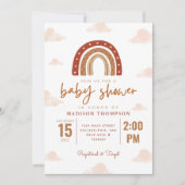 Terracotta Boho Rainbow Clouds Baby shower Kaart (Voorkant)