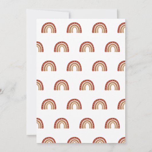 Terracotta Boho Rainbow Clouds Virtual Baby shower Kaart (Achterkant)