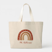 Terracotta Boho Rainbow Dank je cadeau Grote Tote Bag (Achterkant)