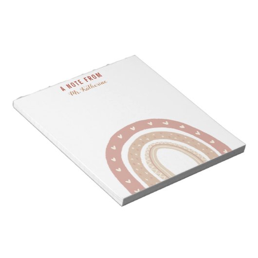 Terracotta Boho Rainbow Dank je cadeau Notitieblok (Schuin)