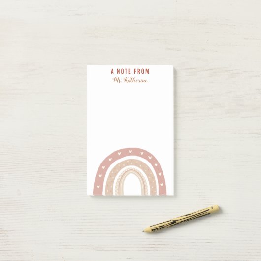 Terracotta Boho Rainbow Dank je cadeau Post-it® Notes (Op bureau)