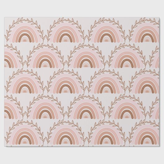 Terracotta Boho Rainbow, Dusty Pink Cadeaupapier (Vlak)