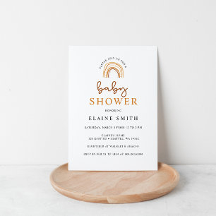 Terracotta Boho Rainbow Genderneutraal Baby shower Kaart