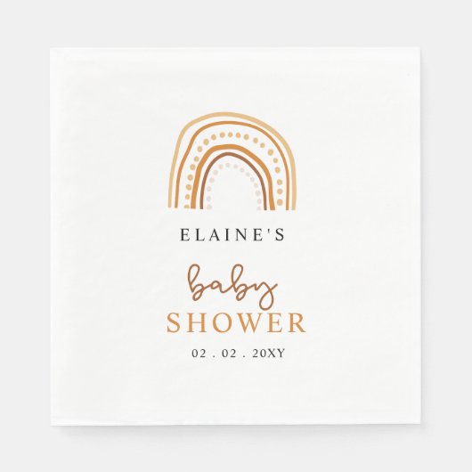 Terracotta Boho Rainbow Genderneutraal Baby shower Servet (Voorkant)