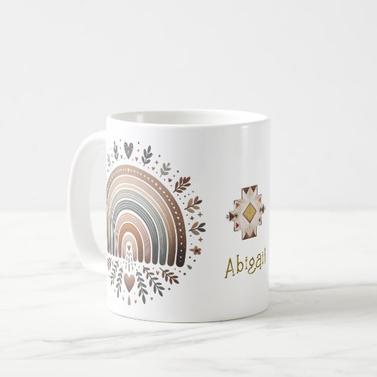 Terracotta Boho Rainbow Mok (Voorkant links)