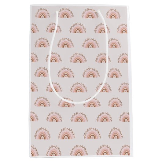 Terracotta Boho Rainbow, Stusty Pink Wrapping Pape Medium Cadeauzakje (Voorkant)