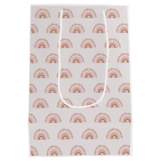 Terracotta Boho Rainbow, Stusty Pink Wrapping Pape Medium Cadeauzakje (Achterkant)