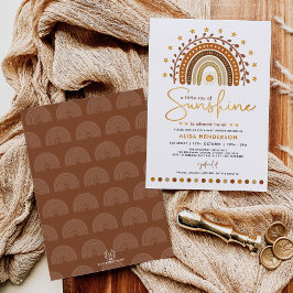 Terracotta Boho Rainbow & Sunshine Baby shower Kaart