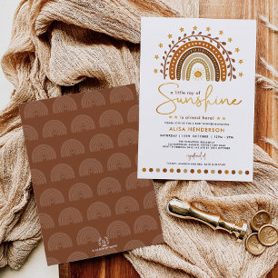 Terracotta Boho Rainbow & Sunshine Baby shower Kaart