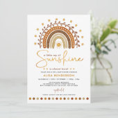 Terracotta Boho Rainbow & Sunshine Baby shower Kaart (Staand voorkant)
