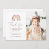 Terracotta Boho Rainbow Verjaardag Dank u kaart (Voorkant / Achterkant)