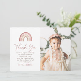Terracotta Boho Rainbow Verjaardag Dank u kaart