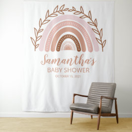 Terracotta Boho Regenboog Baby Shower Achtergrond Wandkleed