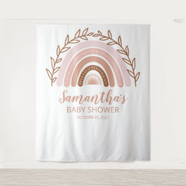 Terracotta Boho Regenboog Baby Shower Achtergrond Wandkleed