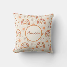 Terracotta boho regenboog babysnaam kussen