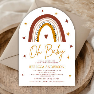 Terracotta Boho Regenboog Boog Baby Shower Kaart