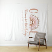 Terracotta Boho Regenboog Eerste Verjaardag Achter Wandkleed (In Situ (horizontaal))