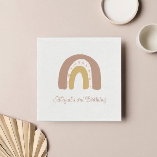 Terracotta Boho Regenboog Minimalistisch Verjaarda Servet