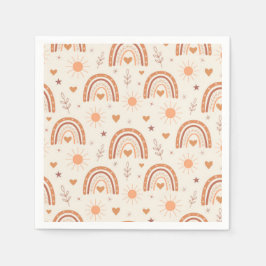 Terracotta boho regenboog patroon baby shower servet