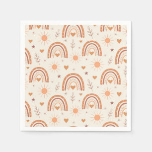 Terracotta boho regenboog patroon baby shower servet