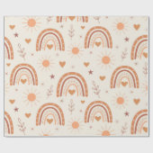 Terracotta boho regenboog patroon cadeaupapier (Vlak)