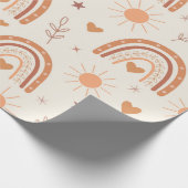 Terracotta boho regenboog patroon cadeaupapier (Hoek)