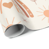 Terracotta boho regenboog patroon cadeaupapier (Rol Hoek)