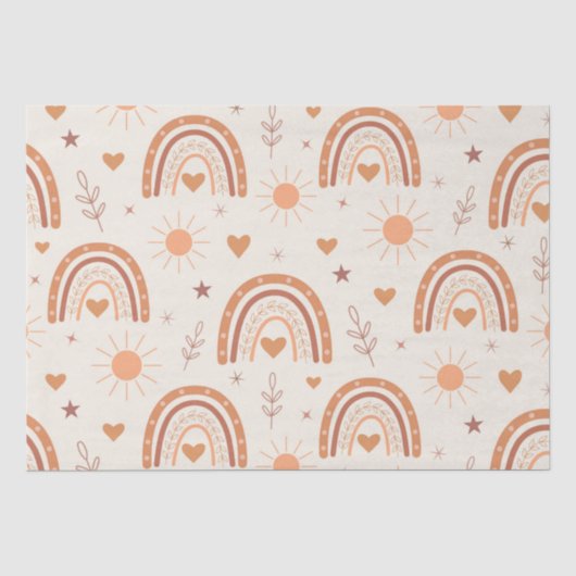 Terracotta boho regenboog patroon   tissuepapier (Voorkant)