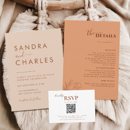 Terracotta Boho Reisplan, Roest Huwelijksprogramma Kaart