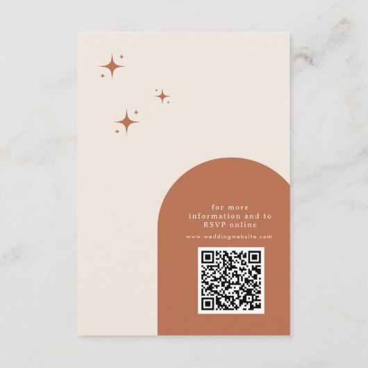 Terracotta Boho Retro Bruiloft Stationery Informatiekaartje (Achterkant)