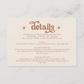 Terracotta Boho Retro Bruiloft Stationery Informatiekaartje (Voorkant)