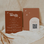 Terracotta Boho Retro Bruiloft Stationery Informatiekaartje<br><div class="desc">Dit is een terracotta retro thema bijsluiterkaart. Bewerk de meeste* bewoordingen en kleuren op deze retro bijlagekaart zodat deze past bij uw evenemententhema persoonlijke stijl! (het woord "details" is niet bewerkbaar, maar u kunt de kleuren ervan wijzigen!) // Voor overeenkomende design, zoek BIRDIE in de winkel van Sincerely By Nicole...</div>